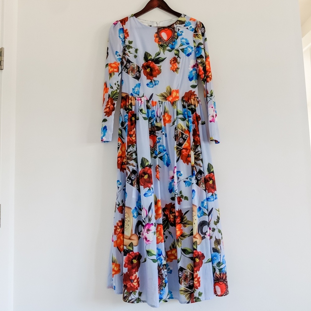 Pale blue floral maxi dress